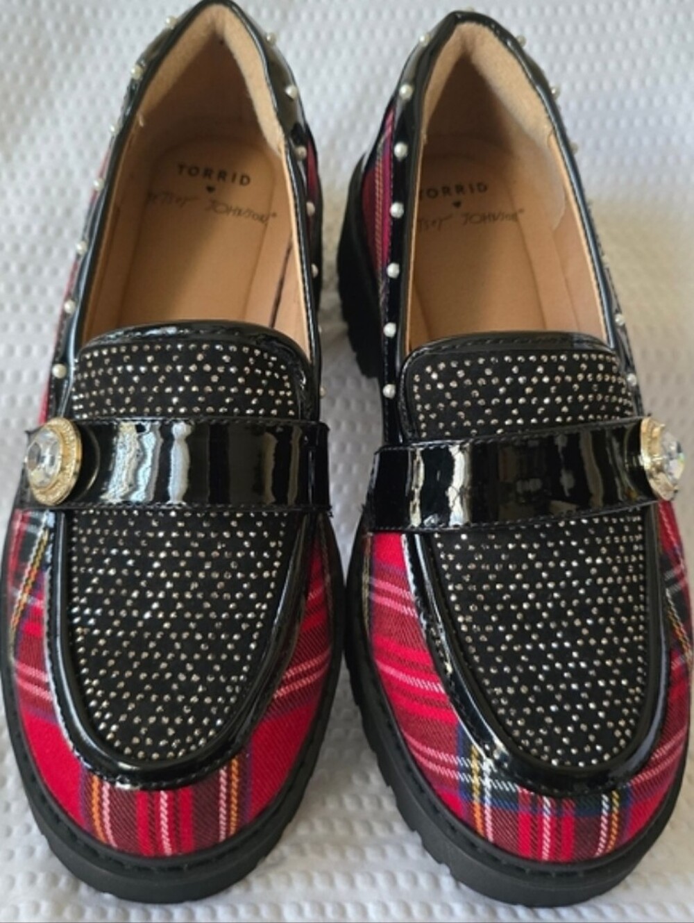 Torrid Betsey Johnson Wide Width Red Plaid Loafers